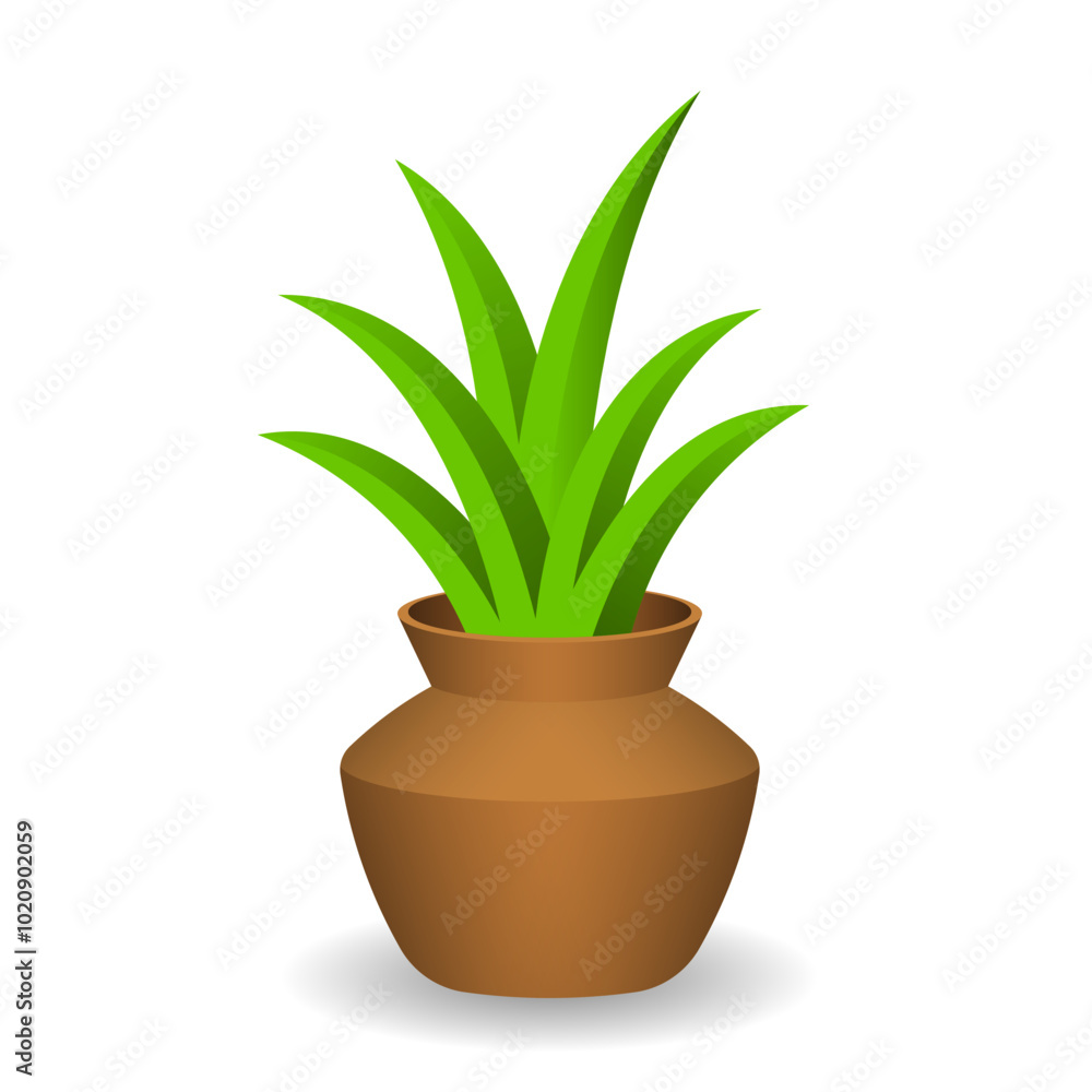 Decorative green plant with long leaves in ceramic Decorative green plant with long leaves in ceramic