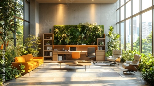 Office design in nature and modern style