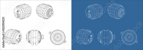 Vector car alternator isolated on white background