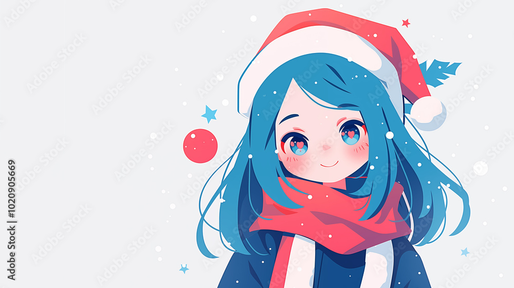 Hand drawn anime cute Christmas girl illustration
Hand drawn anime cute Christmas girl illustration