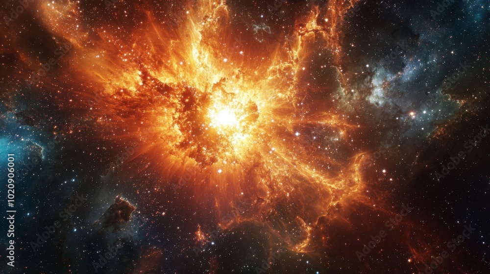 Fototapeta premium A supernova explosion, with brilliant light radiating through space