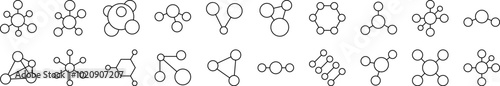 Chemical Compound Line Icon Collection. Editable Stroke. Perfect for Infographics, Articles, Books, Flyers, Banners