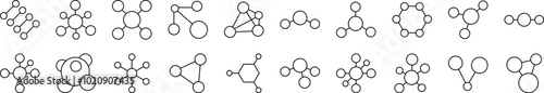Chemical Compound Outline Sign Collection. Editable Stroke. Perfect for Infographics, Articles, Books, Flyers, Banners