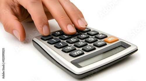 Close-up of hand using calculator during financial consulting session