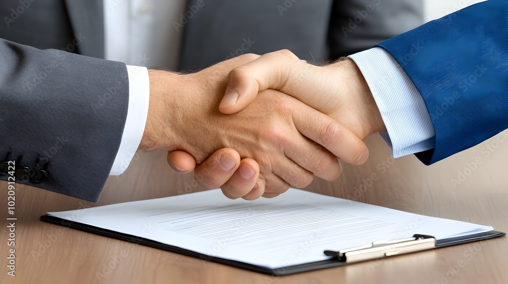 Business Partners Exchanging Legal Documents in Corporate Setting Business Partners Exchanging Legal Documents in Corporate Setting