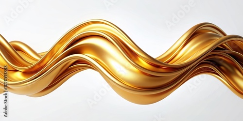 Luxury golden wave shapes isolated on white background, luxury, golden, wave, shapes, isolated, elegant, design