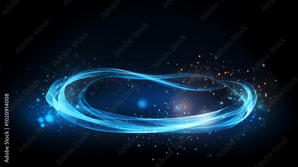 Fototapeta premium Dynamic blue waves with sparkling effects create a vibrant and captivating visual experience.