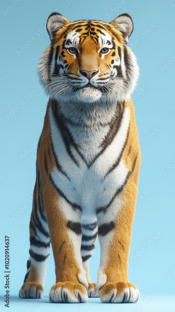 Obraz premium Realistic 3D Rendering of a Majestic Tiger