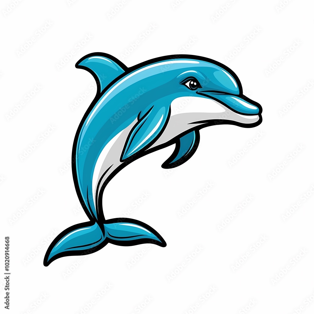 A stylized dolphin illustration with vibrant blue and white colors. A stylized dolphin illustration with vibrant blue and white colors.