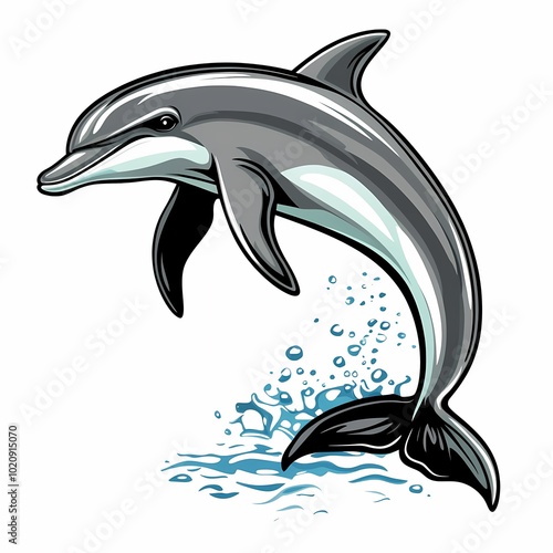 Wallpaper Mural A leaping dolphin above splashing water, showcasing grace and agility. Torontodigital.ca