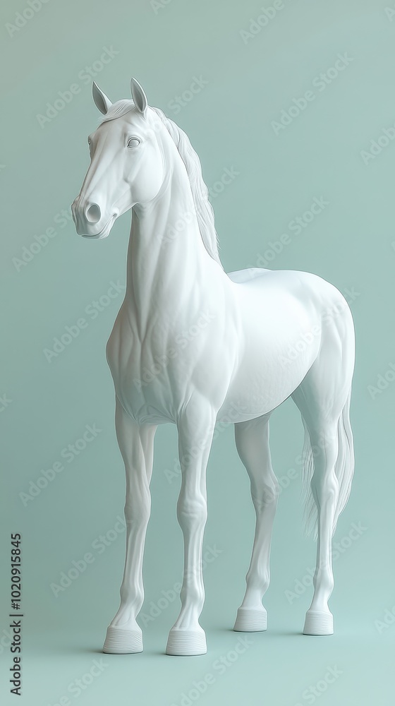 Elegant White Horse in 3D Render Elegant White Horse in 3D Render