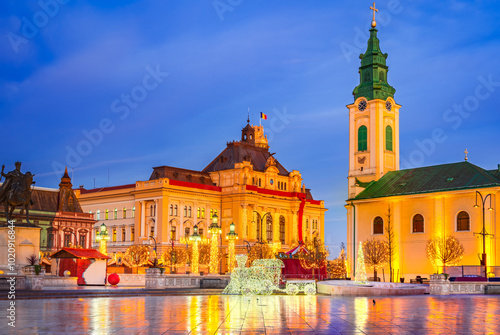Obraz na płótnie Oradea, Romania. Beautiful Christmas Market in Eastern Europe w salonie