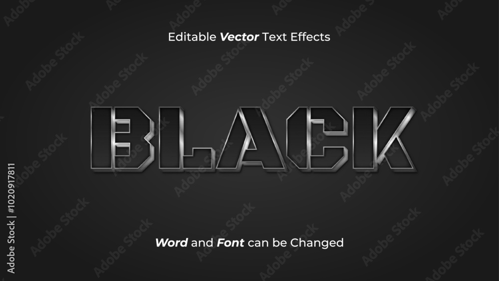 Editable 3D Black Steel Text Effect Editable 3D Black Steel Text Effect