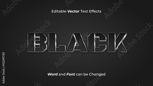 Editable 3D Black Steel Text Effect