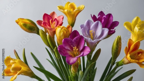 Crocuses colorful spring flowers close up photo