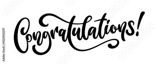 Congratulations hand drawn lettering. Calligraphy text composition isolated on white background. Vector lettering design
