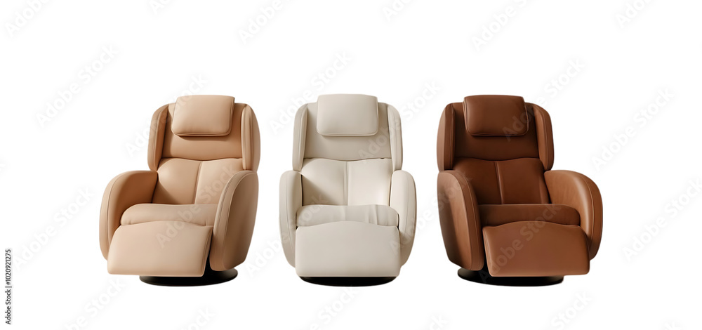 Fototapeta premium three set of luxurious Recliner isolated transparent background