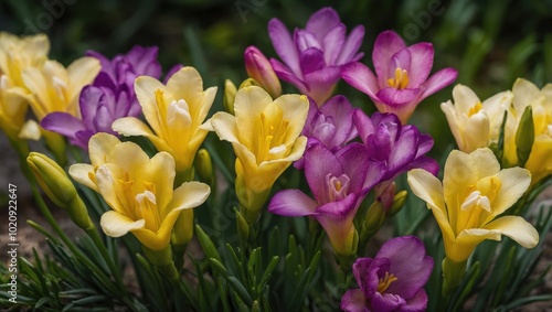 Crocuses colorful spring flowers close up photo