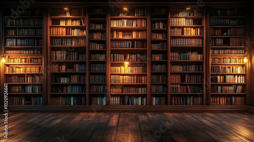 A Dark Wooden Room With Bookcases Filled With Books