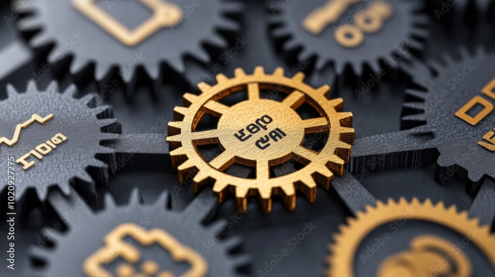 Intricate Gears and Cogs of an Industrial Mechanical System Intricate Gears and Cogs of an Industrial Mechanical System