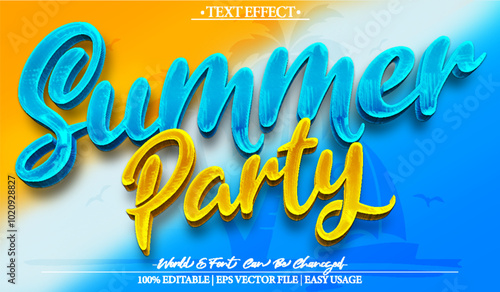 Summer Party Vector Text Effect Editable Alphabet Beach Sea Swim Paradise Hawaii