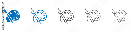 Brush and Palette icon Isolated flat vector in outline