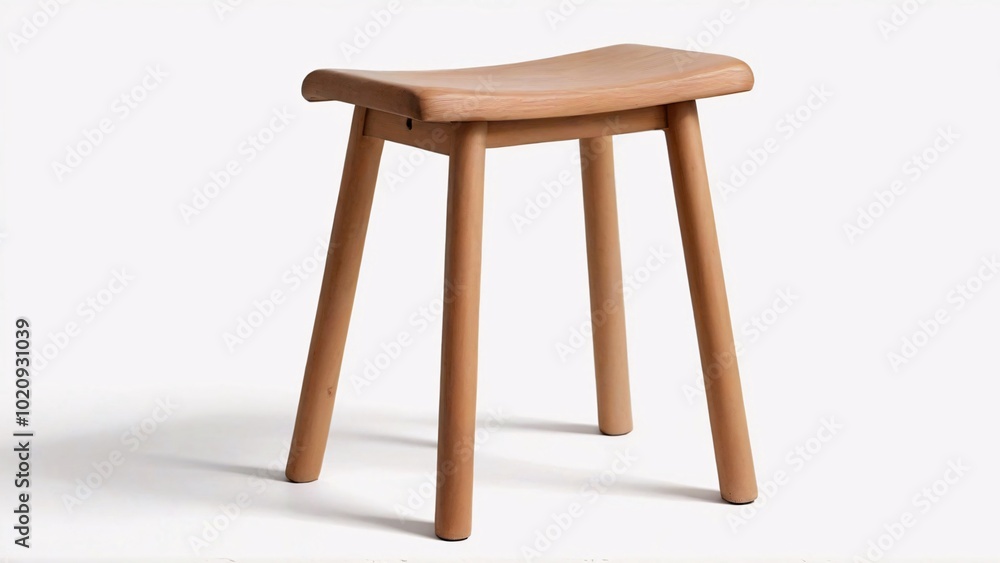 Simple wooden stool with rounded seat isolated on white background. Simple wooden stool with rounded seat isolated on white background.