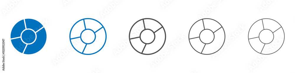 Donut chart icon Isolated flat vector in outline Donut chart icon Isolated flat vector in outline