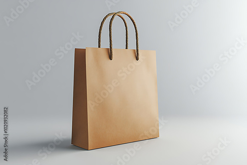 A mockup featuring a paper shopping bag, perfect for presenting design concepts related to shopping, sales, and delivery photo