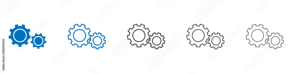 Gears icon Isolated flat vector in outline Gears icon Isolated flat vector in outline