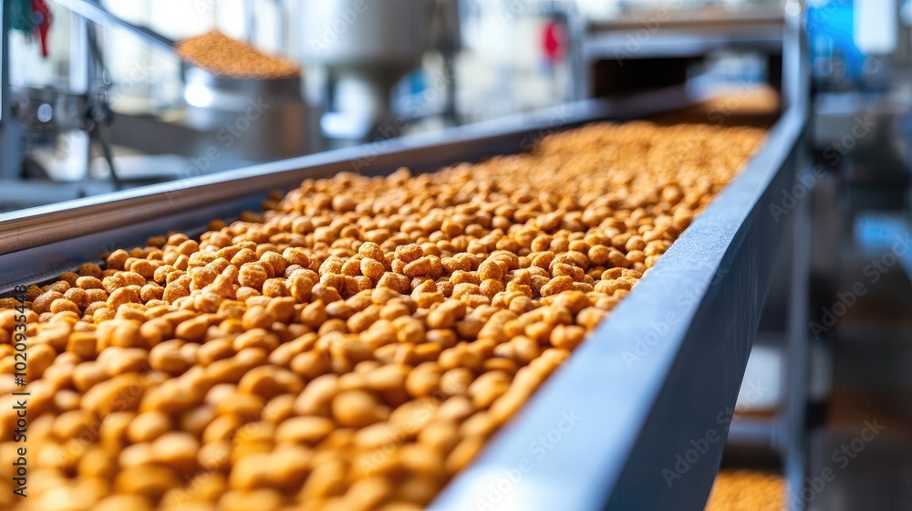 Freshly Processed Nuts in Production Line Freshly Processed Nuts in Production Line