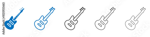 Guitar icon Isolated flat vector in outline