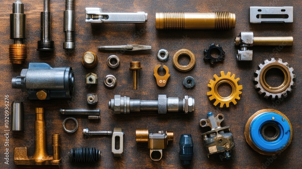 Collection of Metal Components and Tools on a Surface Collection of Metal Components and Tools on a Surface