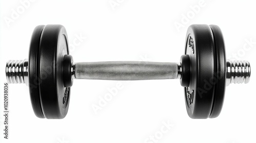 Black and Silver Dumbbell Isolated on White Background