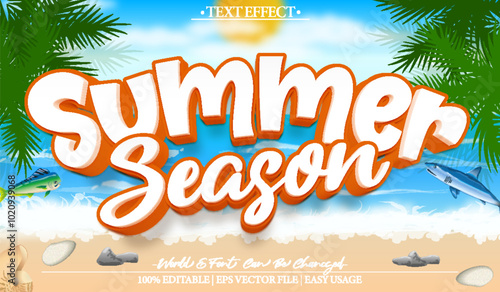 Summer Season  Party Vector Text Effect Editable Alphabet Swim Beach Sea Swim Paradise