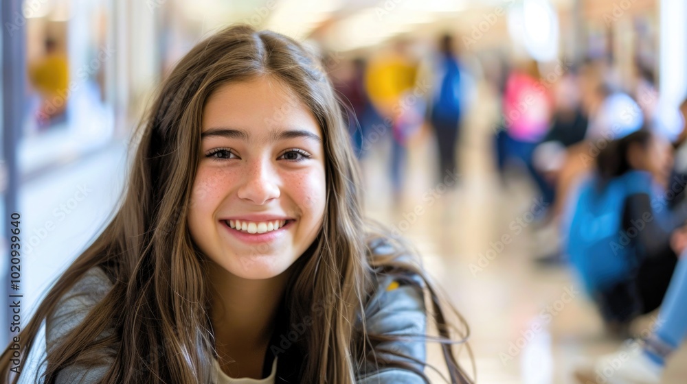 Young smiling girl college student or teacher looking at camera standing in university campus. Happy hispanic millennial woman professional posing in modern coworking creative office space. Young smiling girl college student or teacher looking at camera standing in university campus. Happy hispanic millennial woman professional posing in modern coworking creative office space.