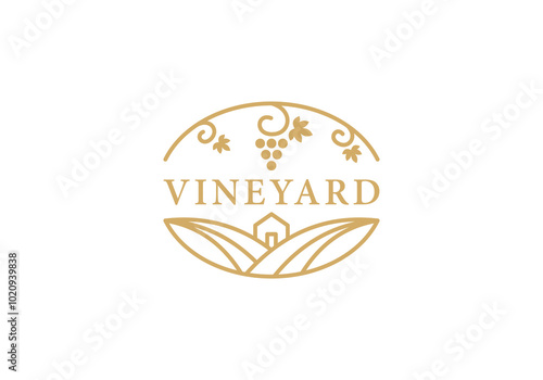 simple classic vineyard nature logo design template