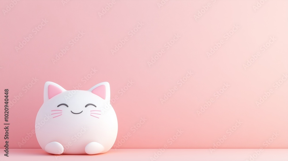 Smiling cartoon cat, pastel background, 3D illustration Smiling cartoon cat, pastel background, 3D illustration