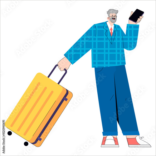 Older Businessman. Flat Vector Illustration