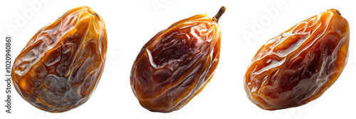 Top view dried date isolated on transparent PNG background perfect for food-themed illustrations or healthy snack visuals