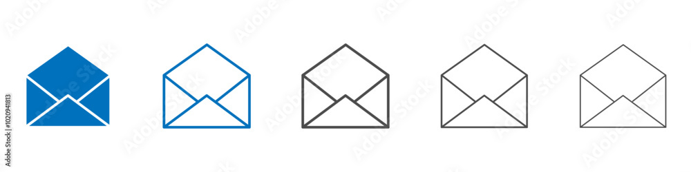 Open envelope icon Isolated flat vector in outline Open envelope icon Isolated flat vector in outline