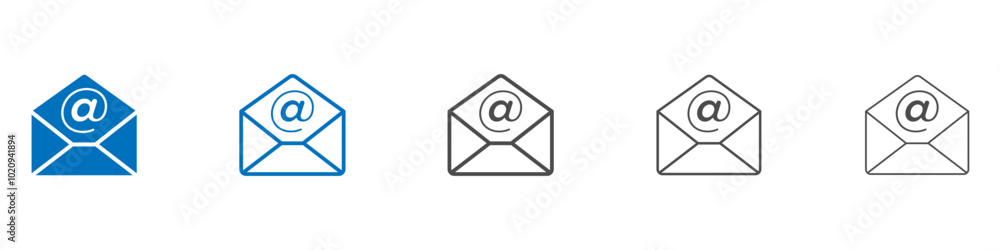 Open email icon Isolated flat vector in outline Open email icon Isolated flat vector in outline