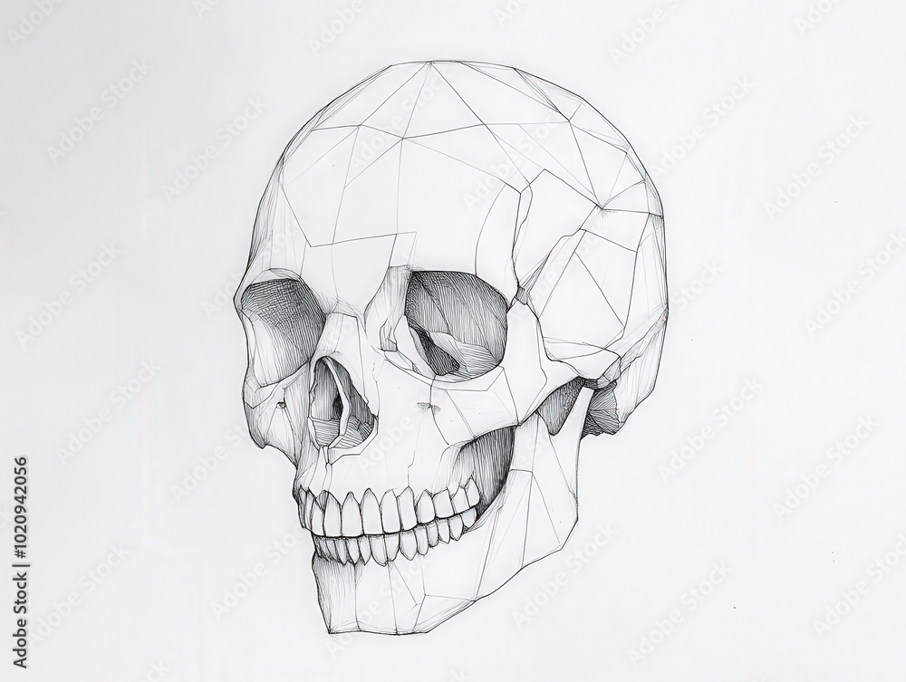Obraz premium Minimalist Line Art Drawing of a Skull