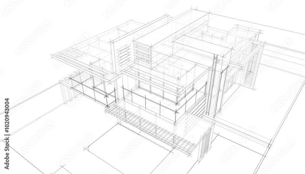 Fototapeta premium house building architecture 3d illustration