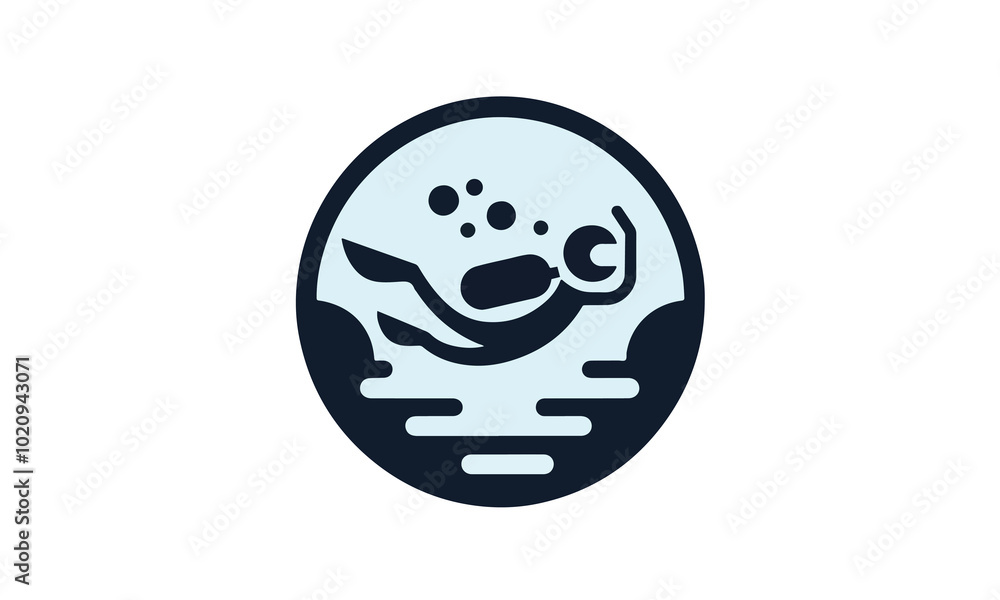 Fototapeta premium Scuba diving logo, Scuba diving silhouette, Scuba diver silhouette. Diver icon with oxygen cylinder