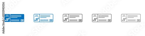 Plane Ticket icon Isolated flat vector in outline