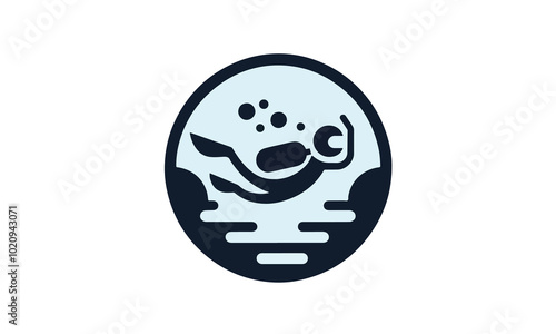 Scuba diving logo, Scuba diving silhouette, Scuba diver silhouette. Diver icon with oxygen cylinder