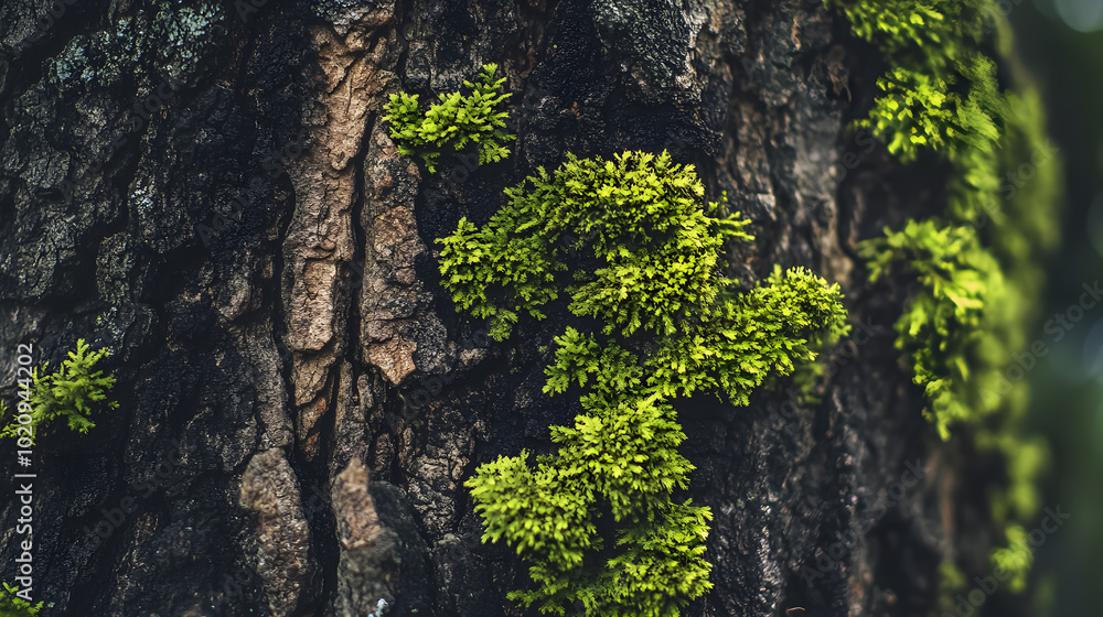 Fototapeta premium Moss on a tree trunk.