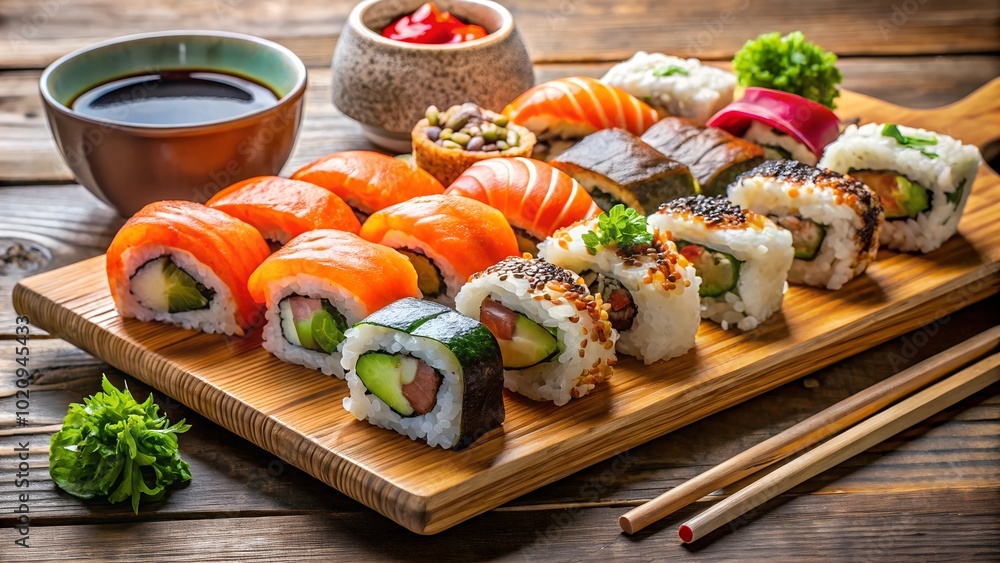 sushi asian on wooden table sushi asian on wooden table