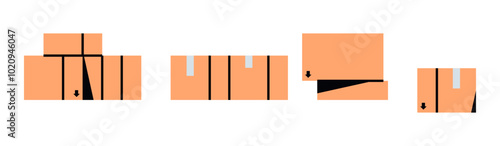 Goods packaged for warehouse storage, cargo shipping or delivery, stacked cardboard boxes, cardboard boxes pile, packages group, stack, heap of carton packs, cargo shipment flat vector illustration.